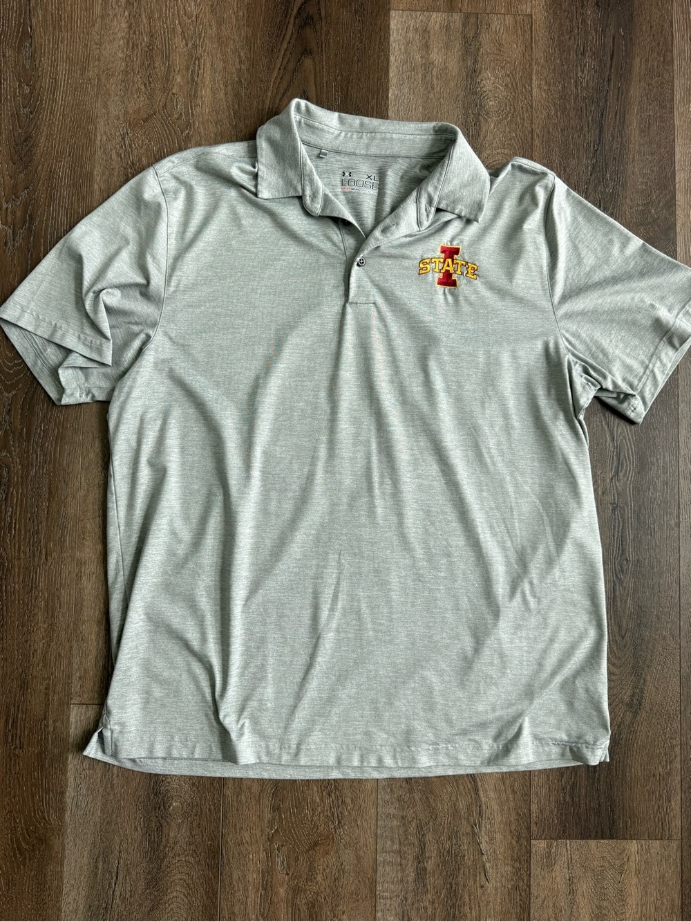 Under Armour Light Gray Polo with Embroidered Iowa State Logo Men’s Size XL